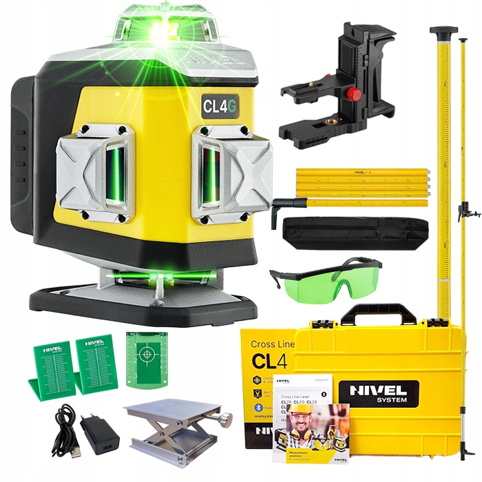 Nivel System Laser Krzyżowy CL4G Zielony+tyczka