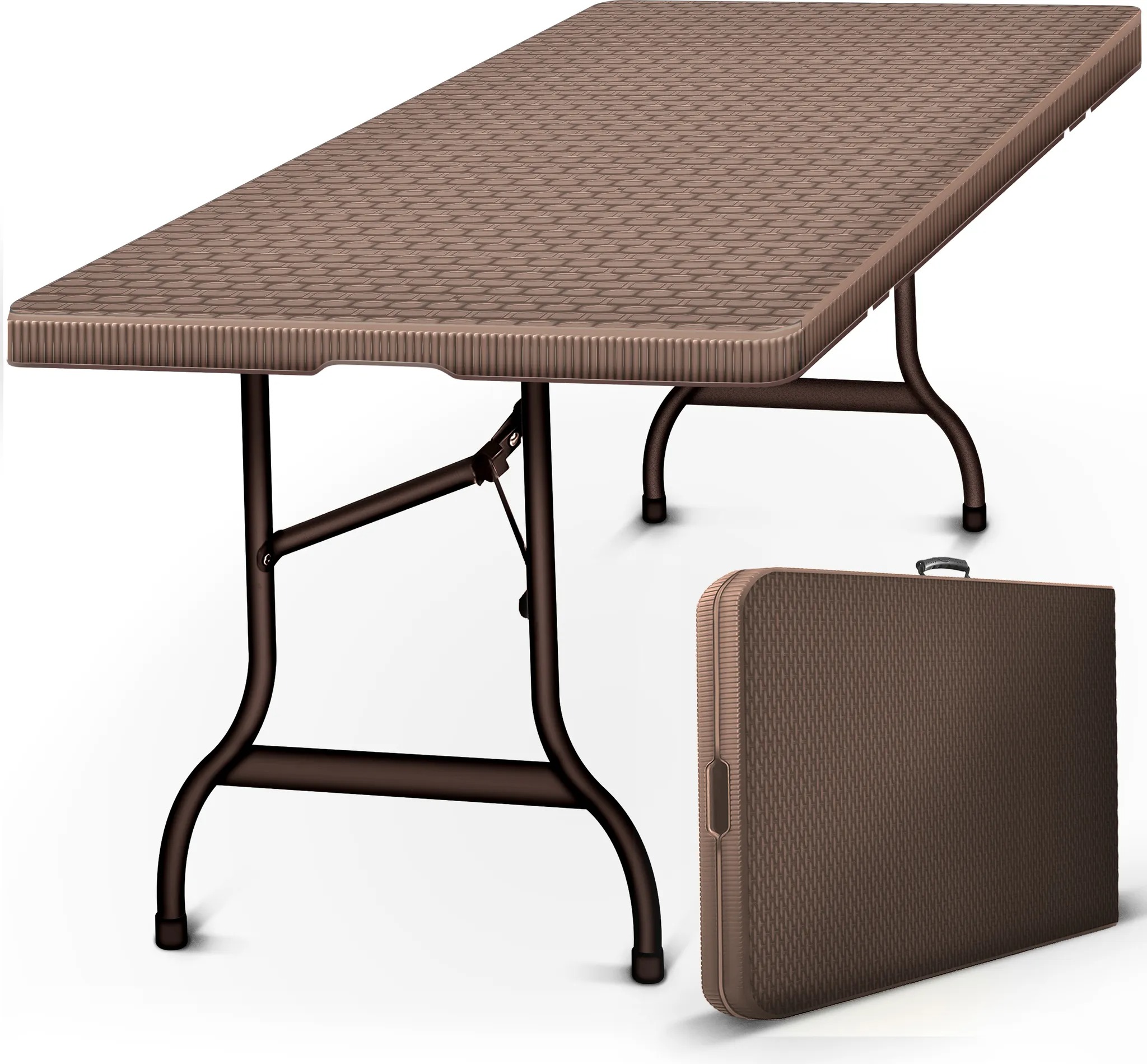 Skládací zahradní stůl Rattan 180 x 75 cm Hnědý turistický stůl