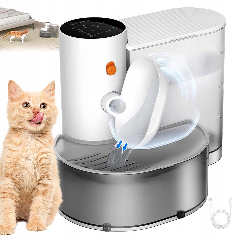 Levně Automatické Bezdrátové Krmítko Fontána Pro Kočky Psa 3L Tichý Chod