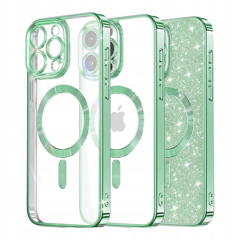 Techsuit Luxury Glitter MagSafe etui na iPhone 16 Pro Max – jasnozielone