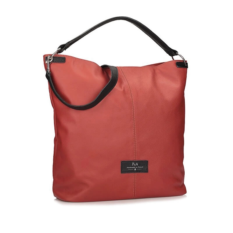 Dámská kožená shopperka Kabelka Carla Gotti červená