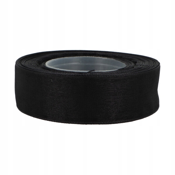 Tasiemka Szyfonowa Czarna Wstążka poliestrowa Organza 25mm 3204