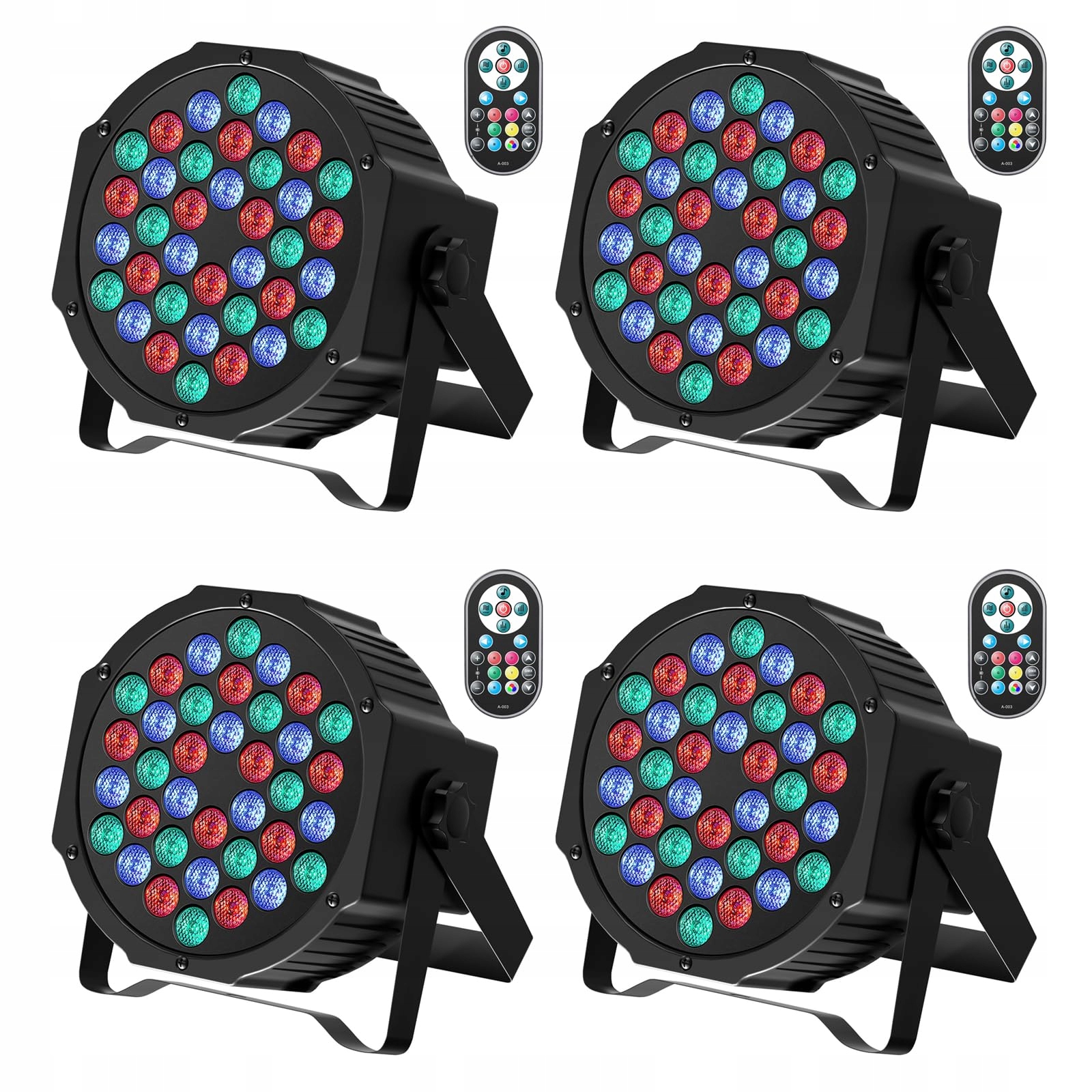 Gdjrttk 4PCS Rgb Led Par 72W Światło Sceniczne Z Pilotem DMX 7CH 36 Led