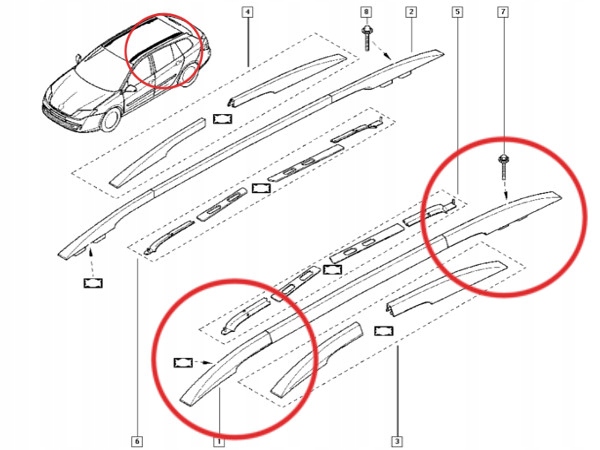 Do RENAULT LAGUNA III MK3 KOMBI ZASLEPKI RELINGU L Car type Passenger cars
