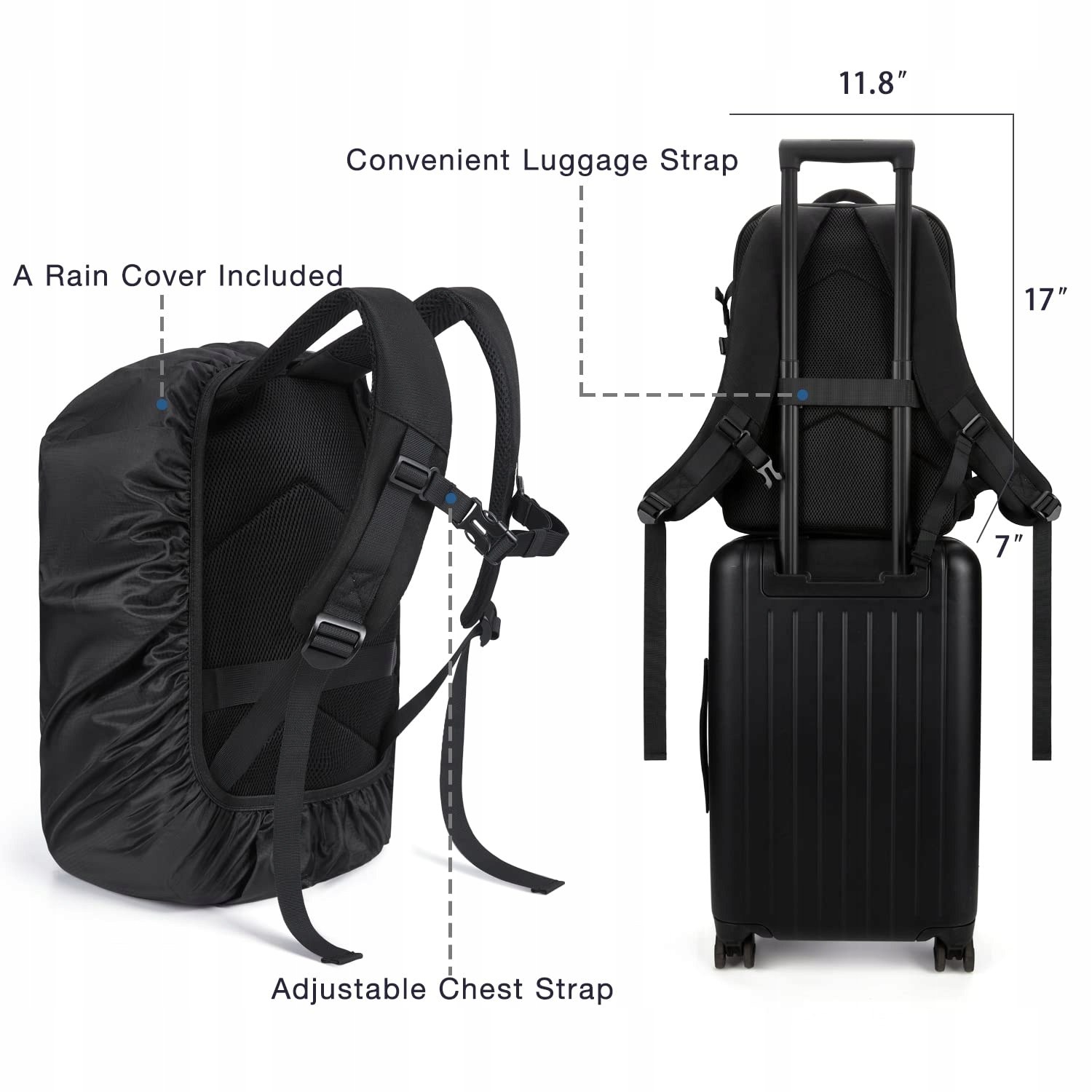BAGSMART Plecak Na Aparat DSLR SLR Na Laptop 15,6 Cala Wodoodporny Czarny — miniatura 6