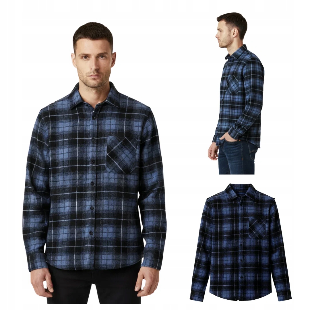 Pánská kostkovaná flanelová košile modro-černá Captain Mike L