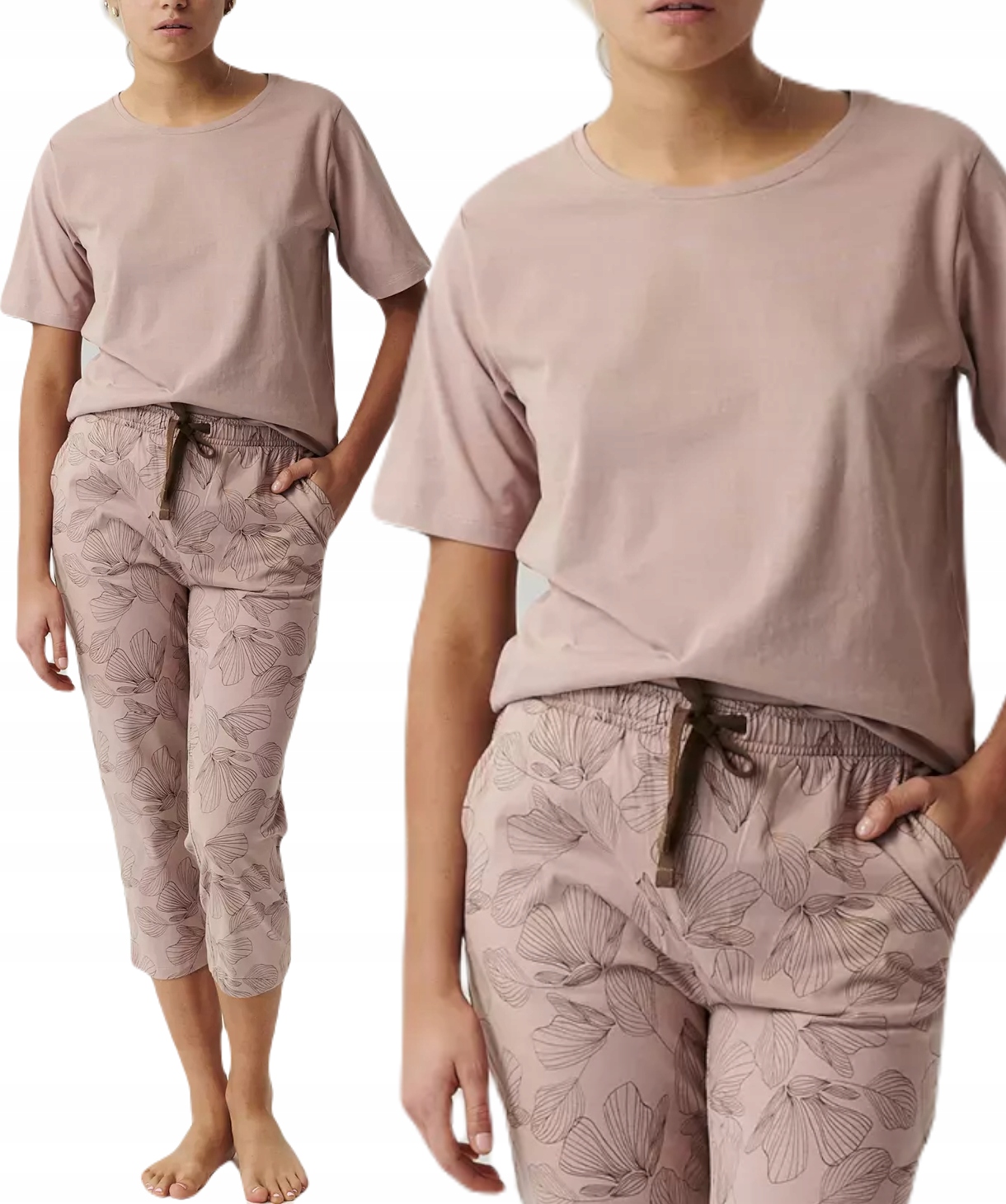 Atlantic Piżama damska Brudny Róż krótki rękaw , 3/4 Spodnie 488 *L*