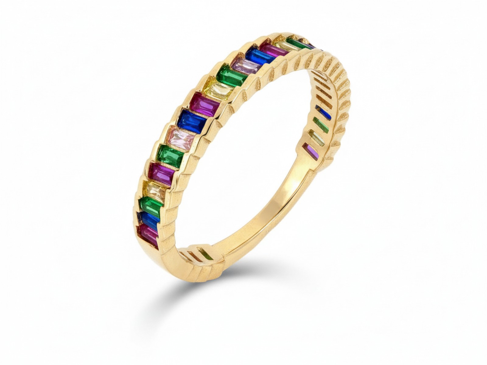 prstýnek zlatý prsten 585 s barevnými zirkony r15 Snubní Prsten 1,66 g