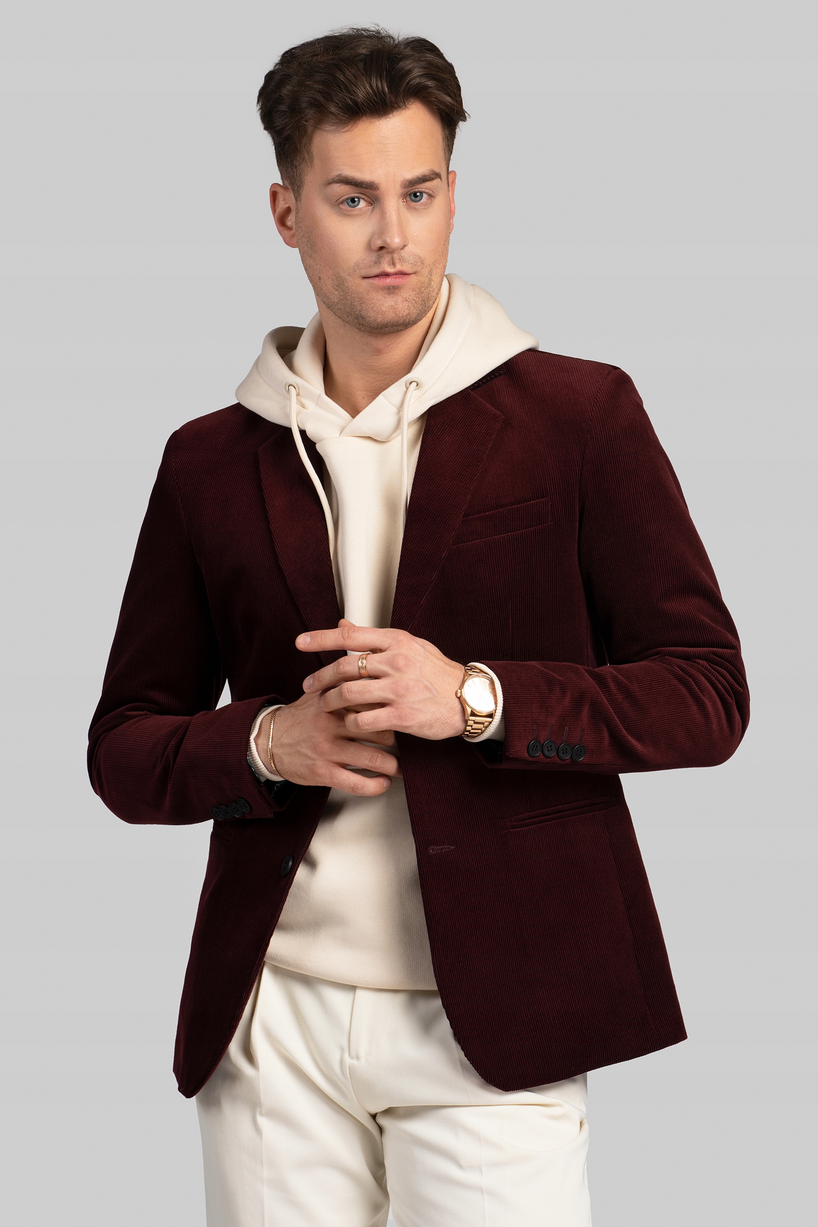 MARYNARKA SZTRUKSOWA BORDOWA SZYTA NA MIARĘ Marka bez marki