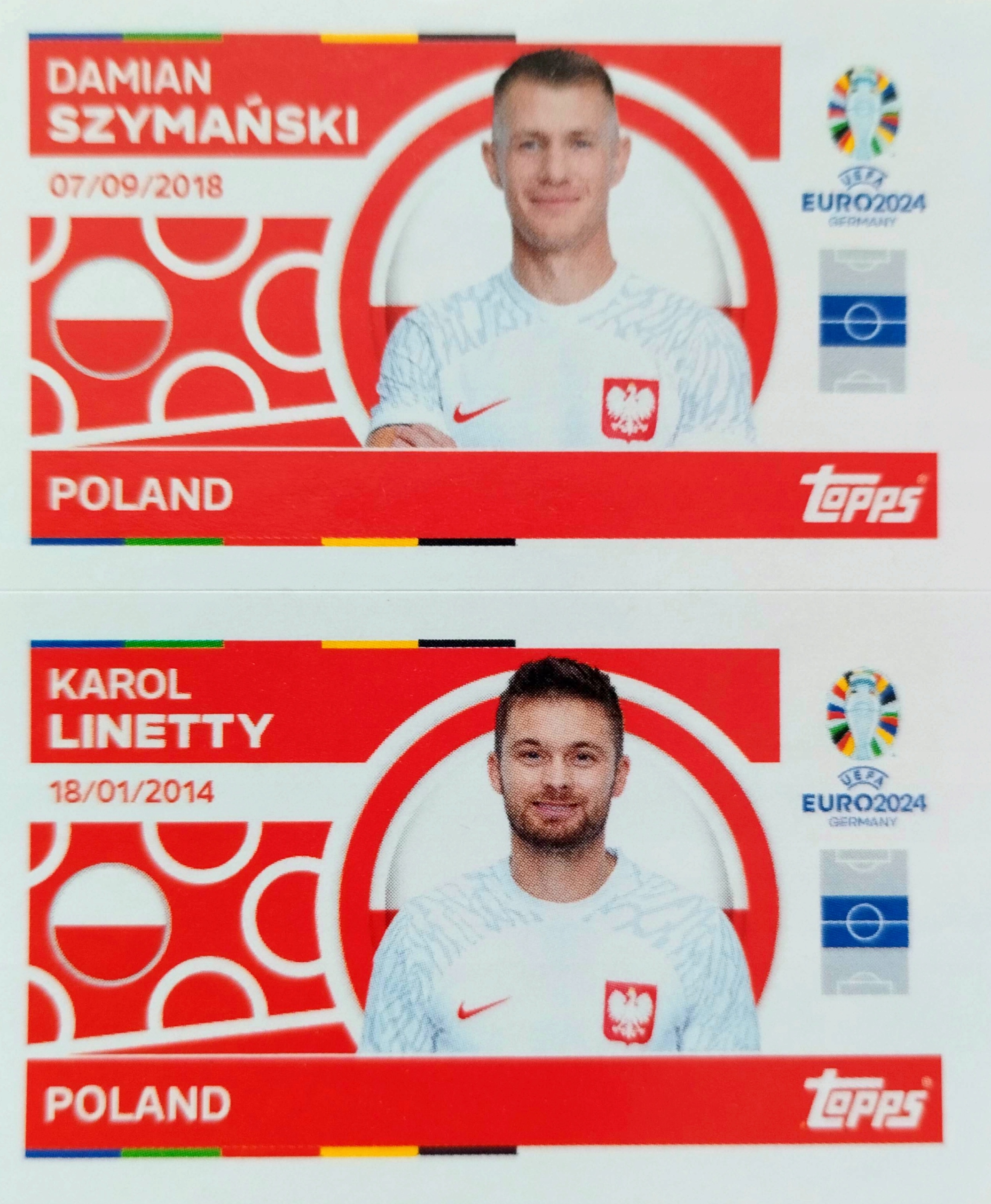 Euro 2024 Topps Match Attax naklejka Polska Pol 12 Szymański Pol 13 Linetty