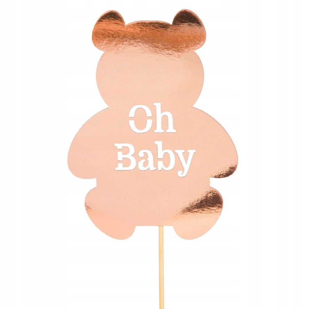 

Topper Miś Baby Rose Gold dekoracja tort urodziny