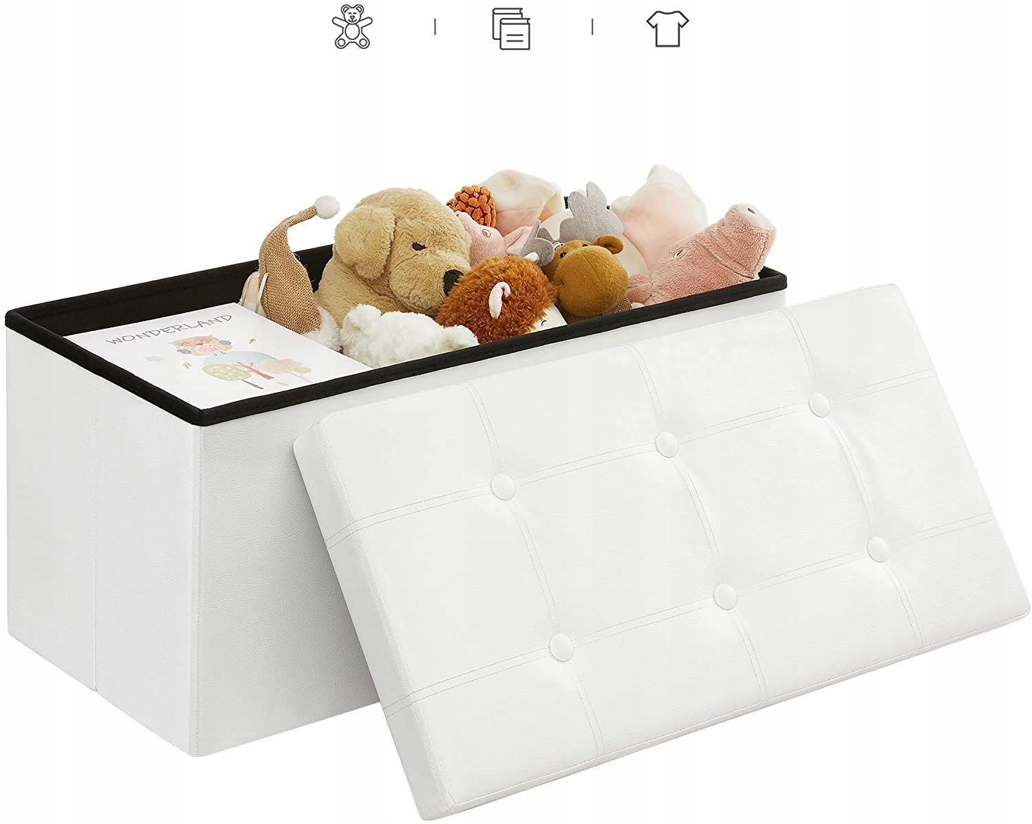 Pufa siedzisko skrzynia ławka biała ekoskóra Kolor mebla biały