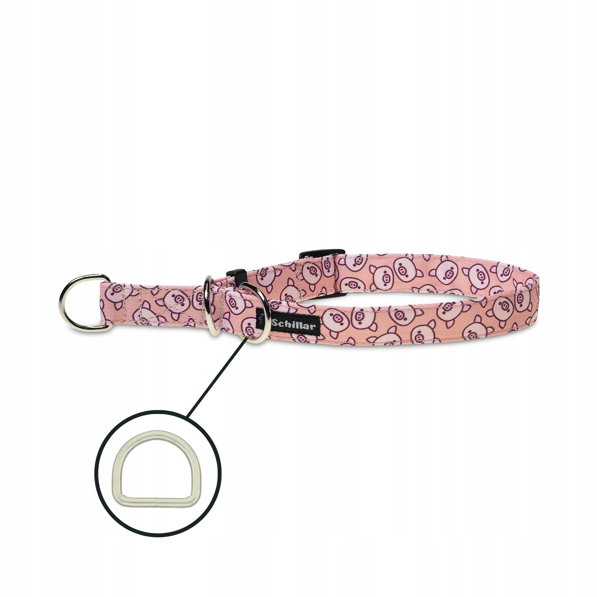 Levně Polostahovací obojek pro velkého psa barevné prasátko růžové L XL 40-60 cm