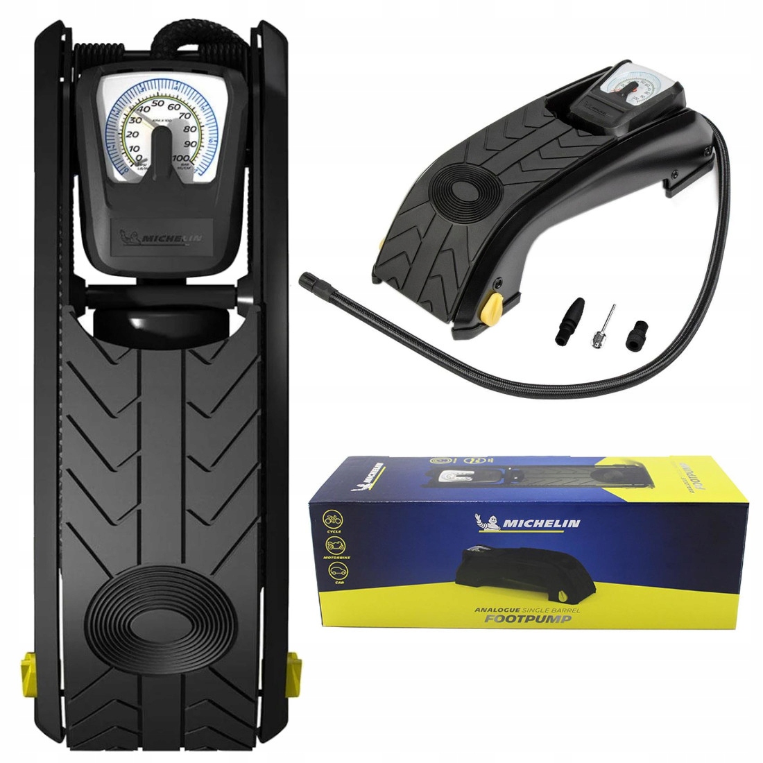 Mocna Pompka Nożna Michelin Auto Rower Zabawki Materace Z Manometrem 7 Bar