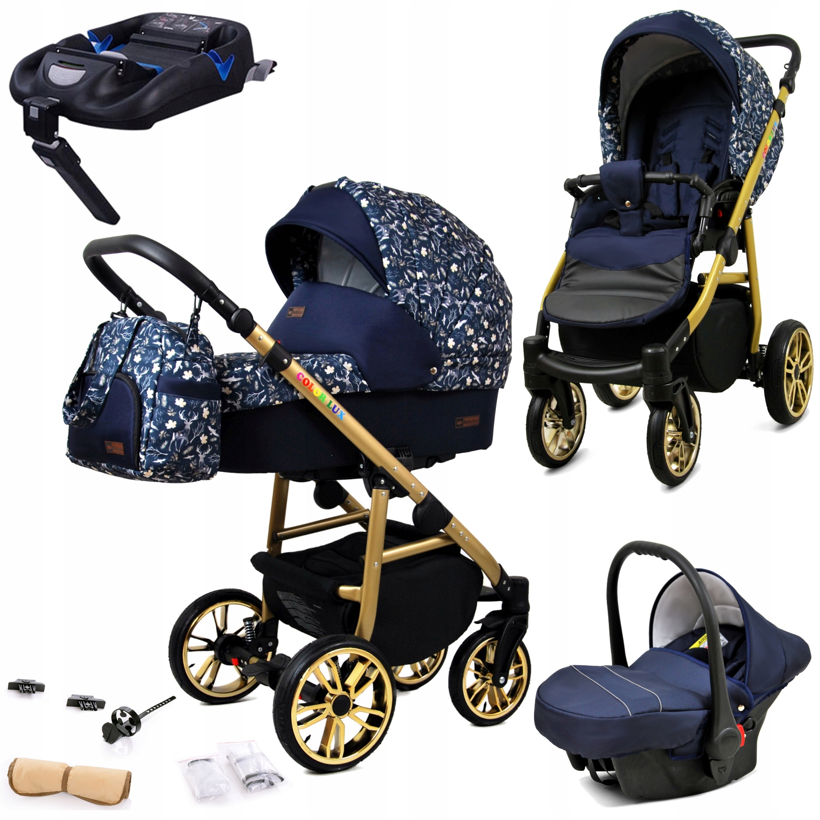 Wózek dziecięcy 4w1 BabyLux ColorLux spacerówka gondola fotelik baza Isofix