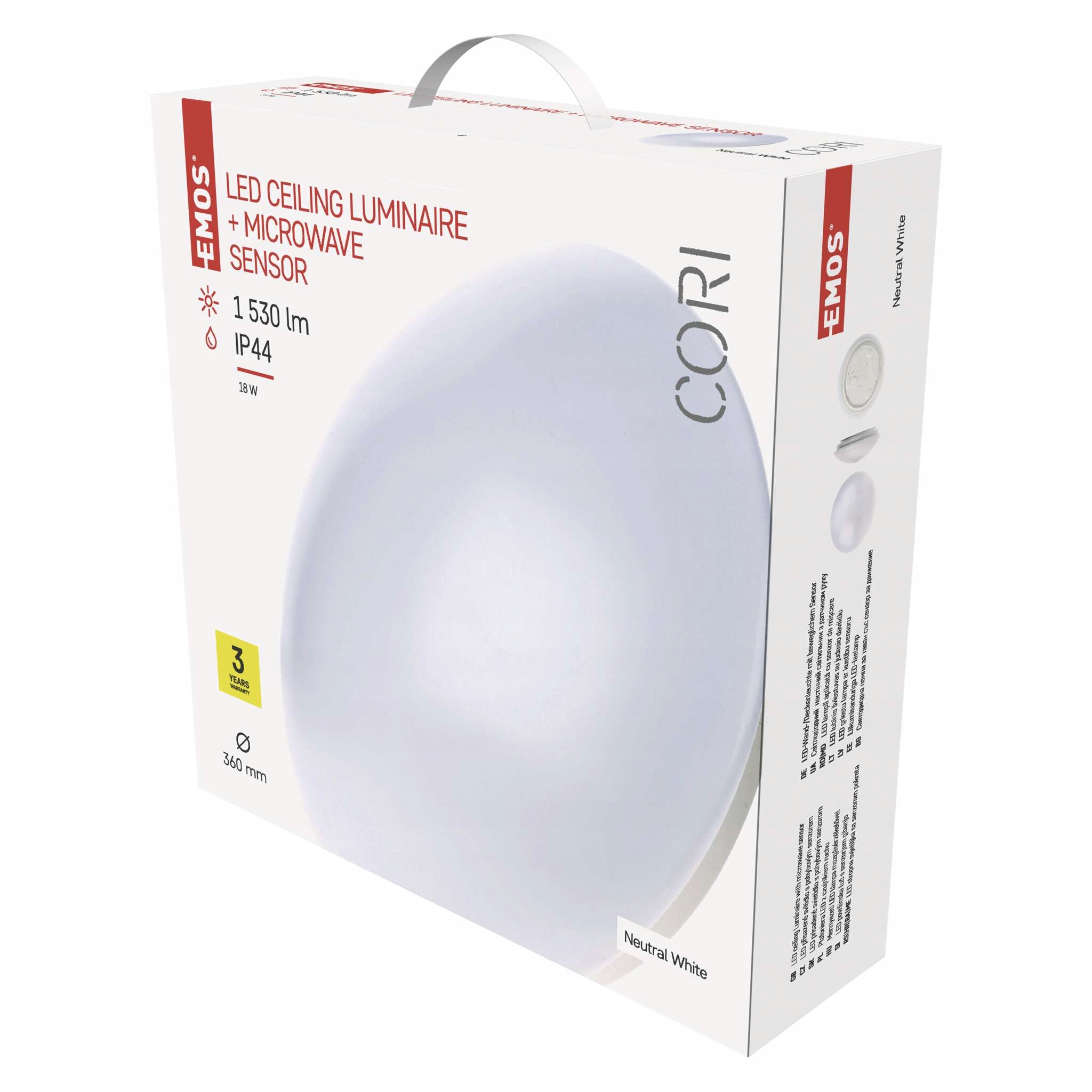 Emos Cori Led stropní svítidlo 18 W, 4000 K, čidlo, IP44