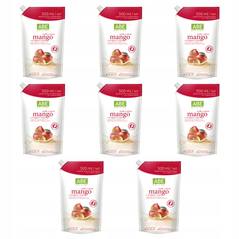 Abe tekuté mýdlo Mango a Papája 500 ml zásoba X8