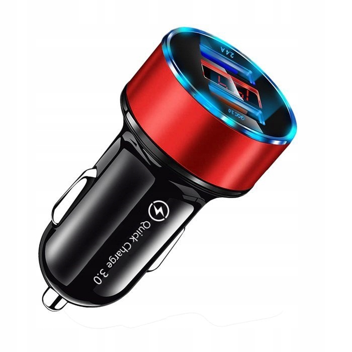 ŁADOWARKA DO AUTA MIERNIK NAPIĘCIA QC 3.0 CZERWONA