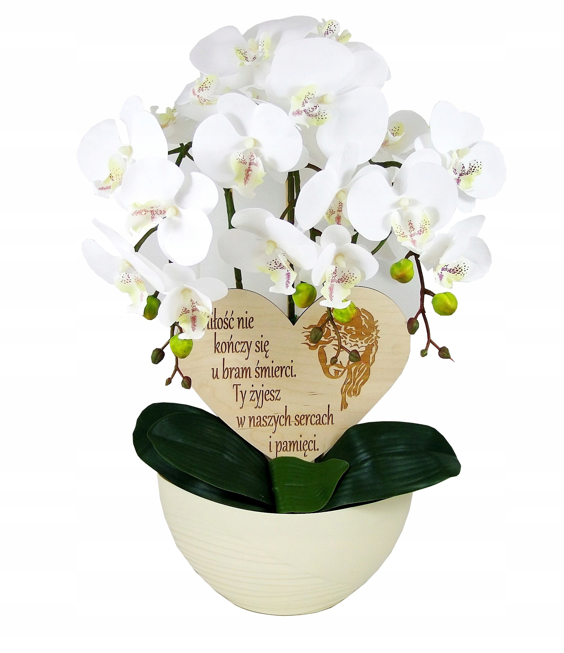 

Na Cmentarz Kompozycja Storczyk Gumowy Serce Grawe