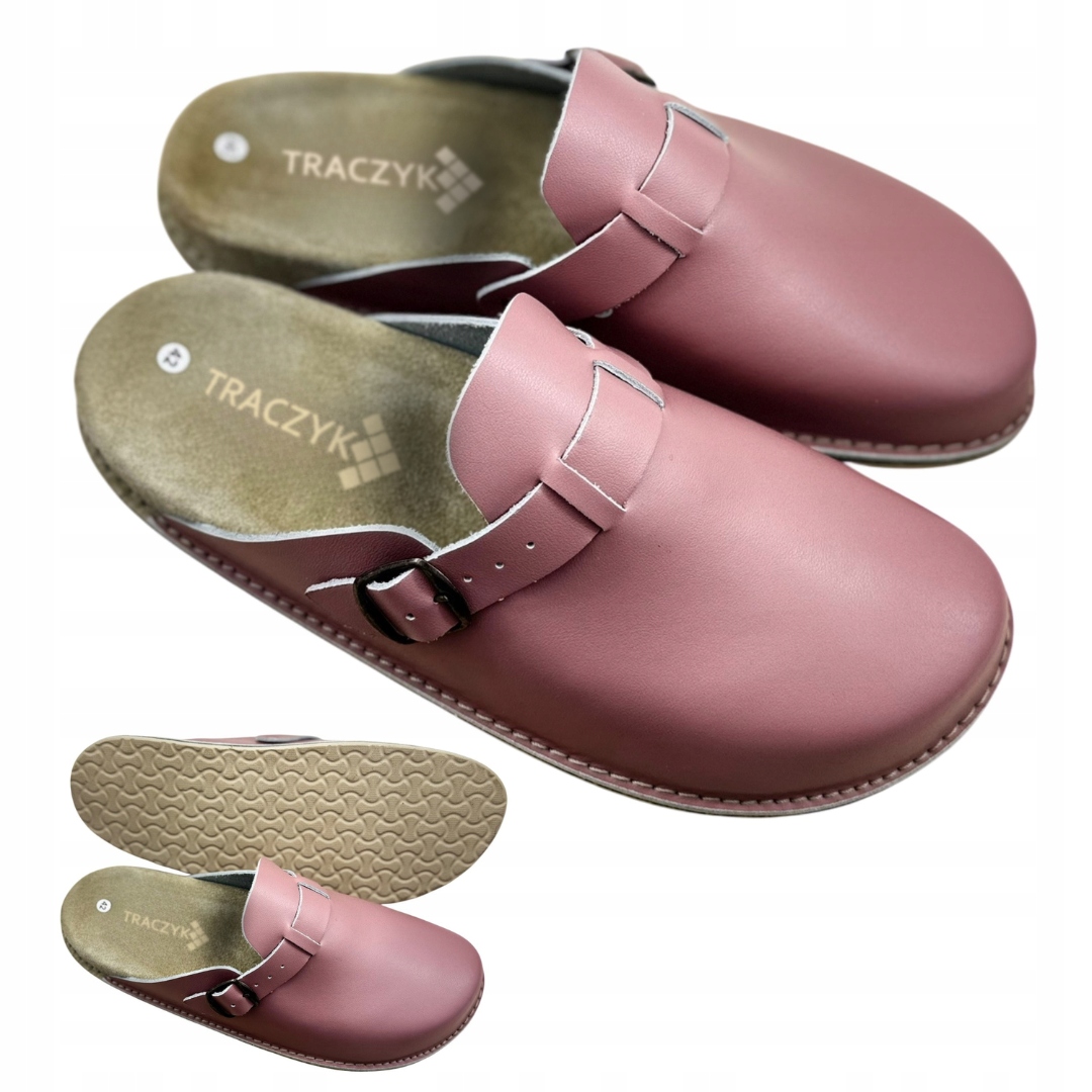 Pohodlné Nazouváky Chodaki Fusbet Přírodní Kůže Růžové Profilované vel. 43