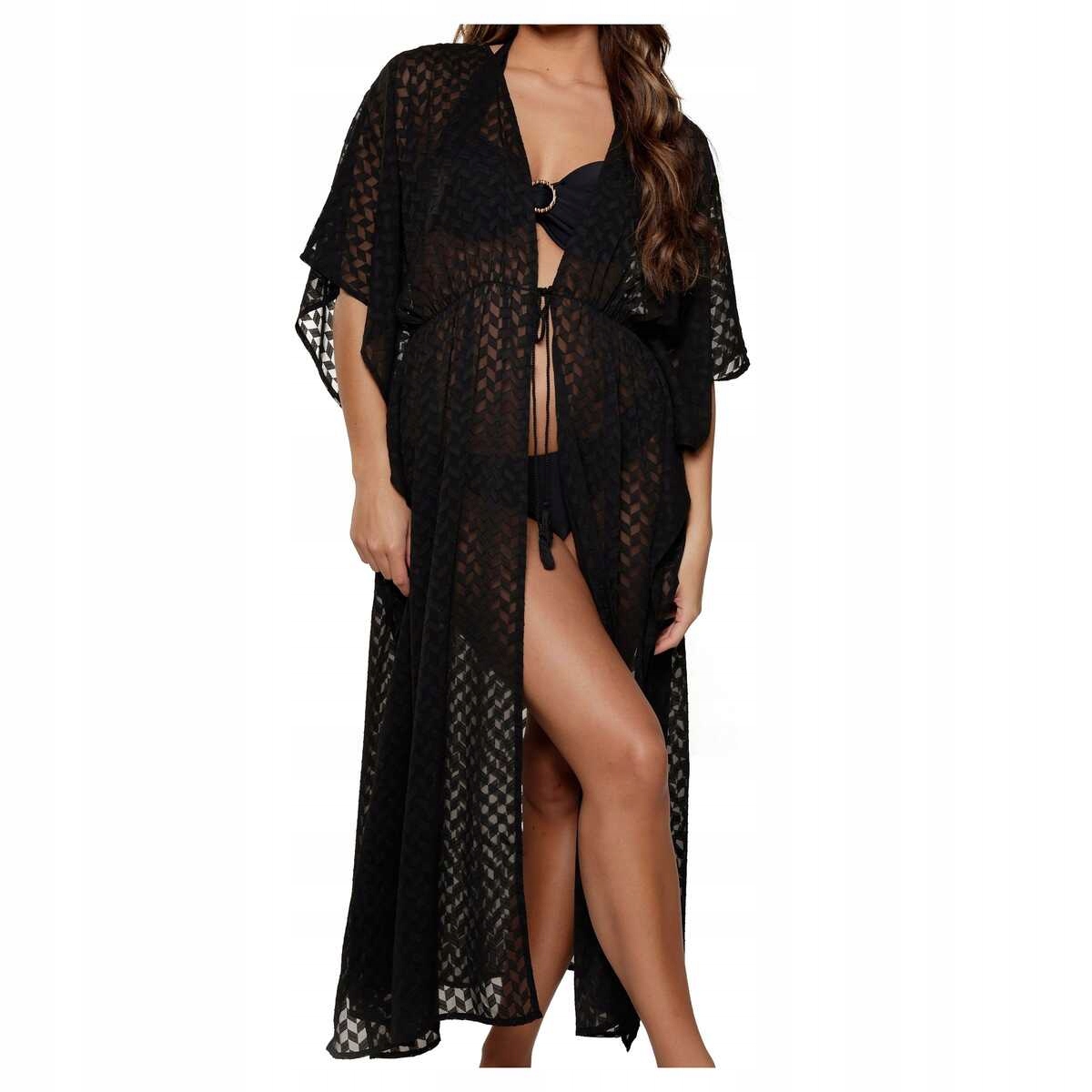 LingaDore Kimono na pláž k letnímu oblečení přehoz 7721 černé S/m