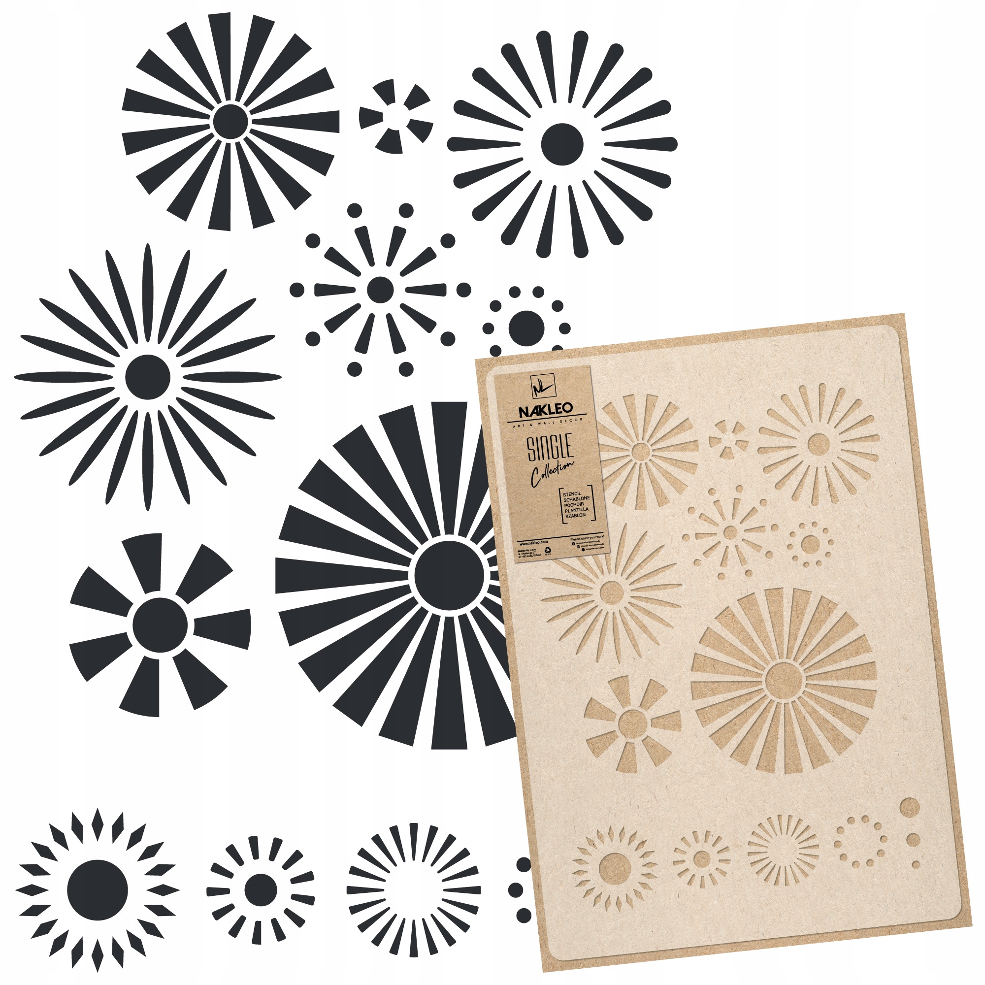 Malířská šablona Mandaly Okruhy L 59x95 cm pro omítky Opakovaně Použitelný Omítka Beton