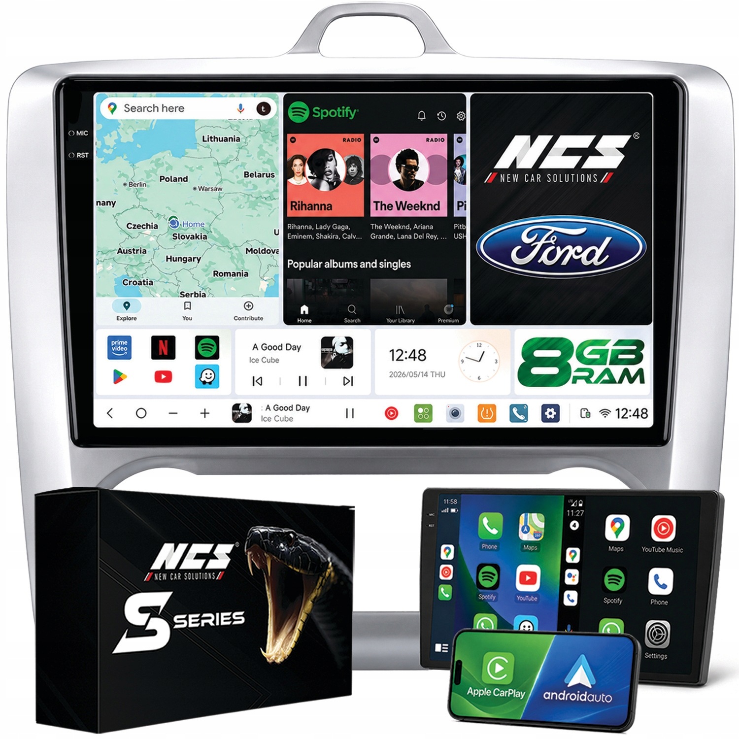 Rádio Navigácia Ncs DS9 Ford Focus Mk2 2004-2011 Android 8GB Lte 9″