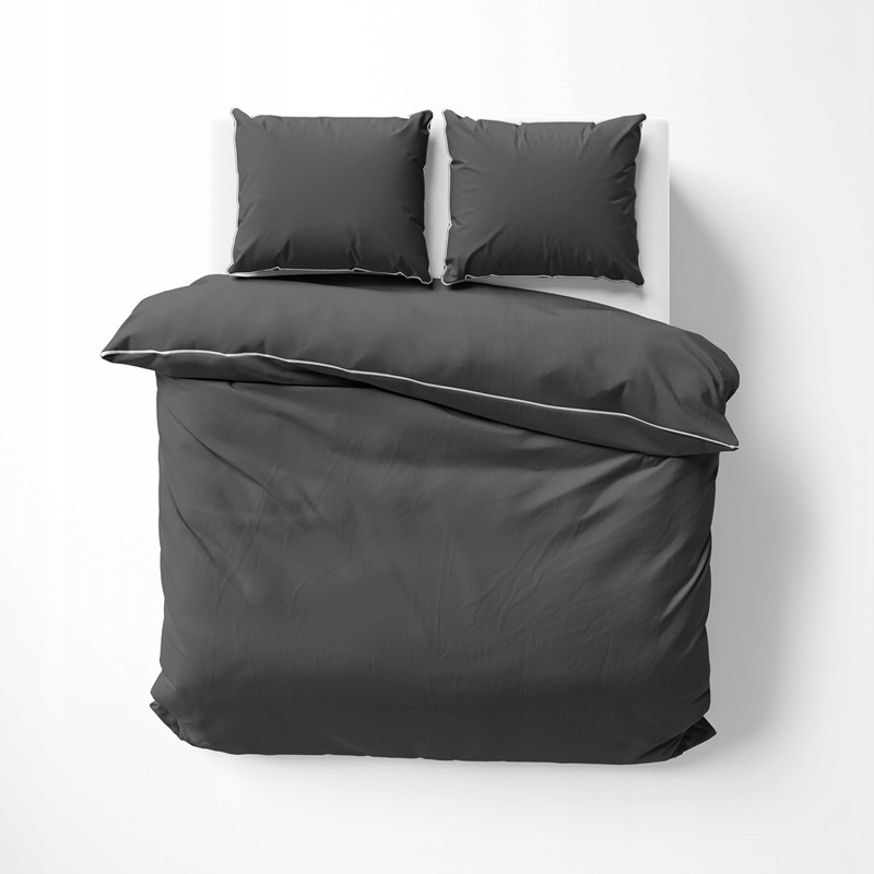 Povlečení makosatina pure s bizou jednobarevné 200x220 tmavě šedá