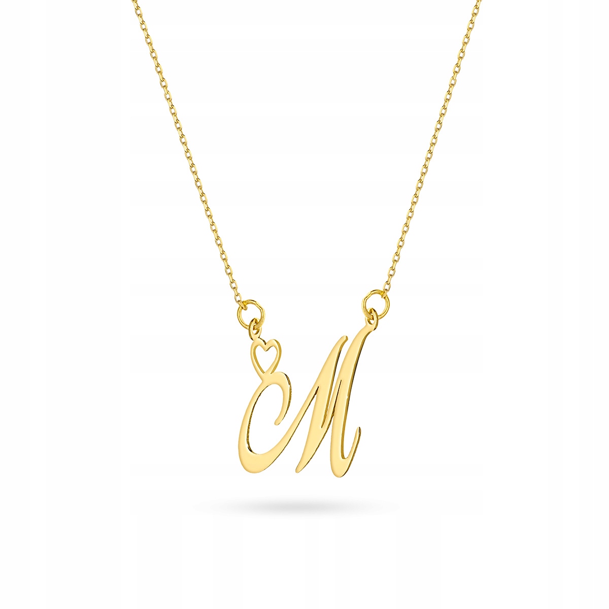 Złoty Naszyjnik 585 Celebrytka Serce i Literka M