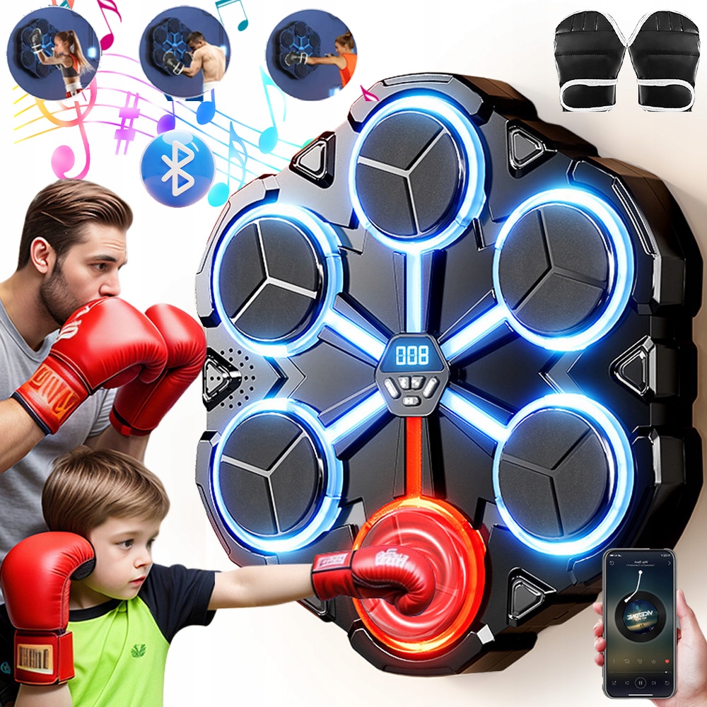 Boxovací Trenažér Pro Montáž Na Stěnu Bluetooth Hudba Pro Děti 500 Mah Led