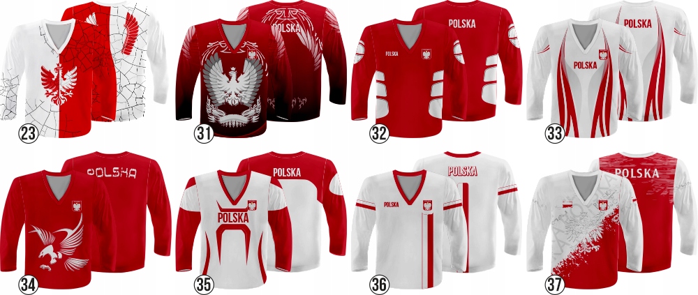 POLSKA BLUZA HOKEJOWA RÓŻNE WZORY Dekolt szpic