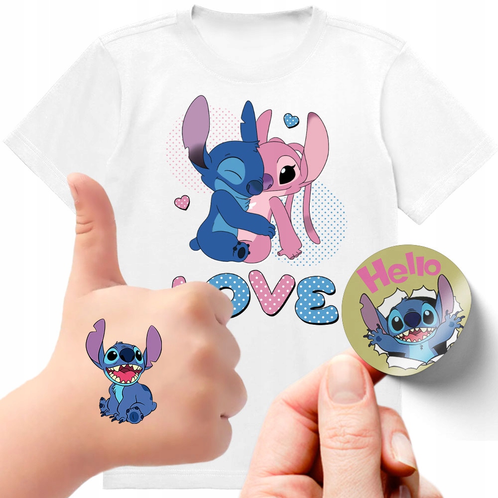 ZESTAW KOSZULKA + TATUAŻE NAKLEJKI STITCH 104 GRATIS PREZENT