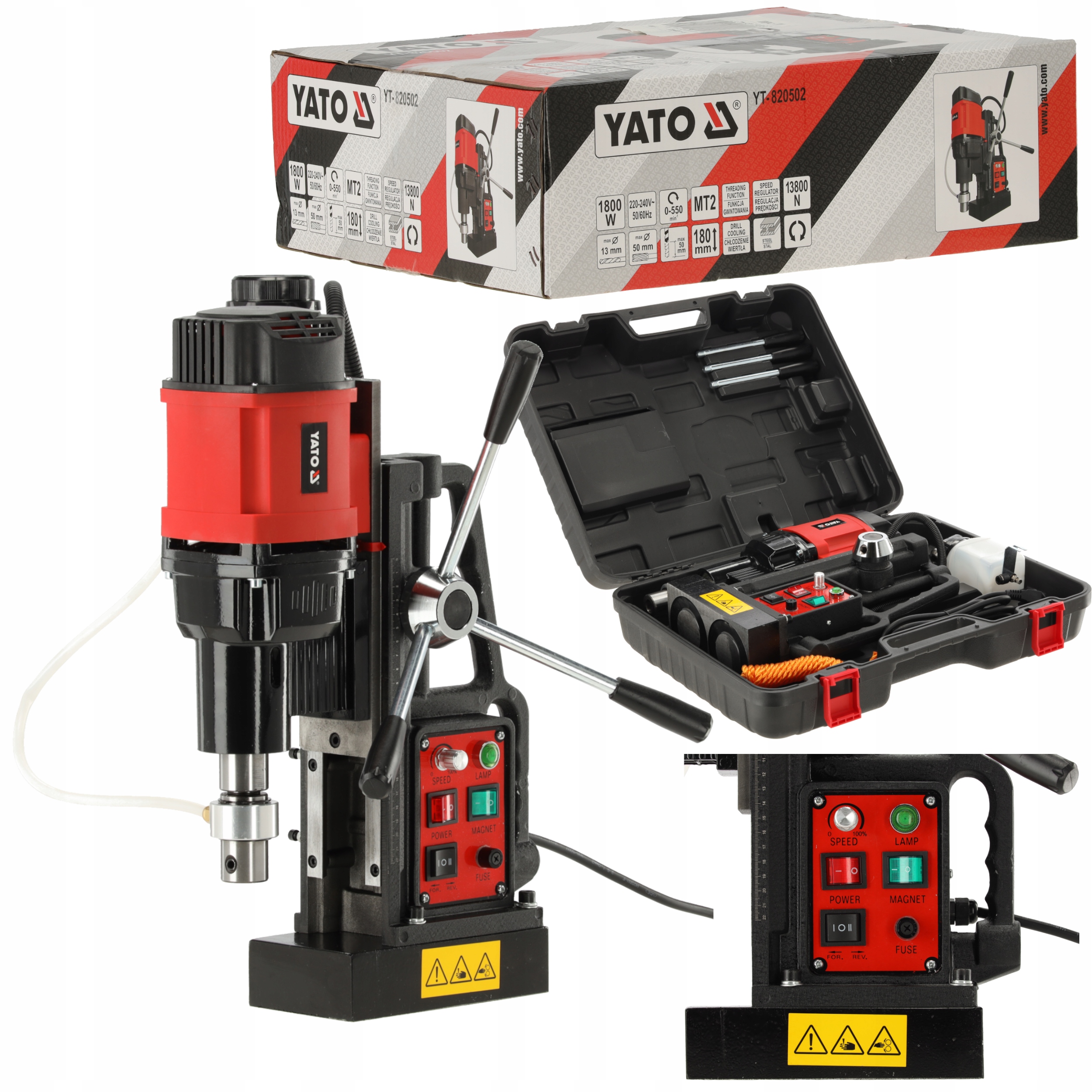 Wiertarka Magnetyczna Gwintowanie Frezowanie Yato 1800W 13800N Morse MT2