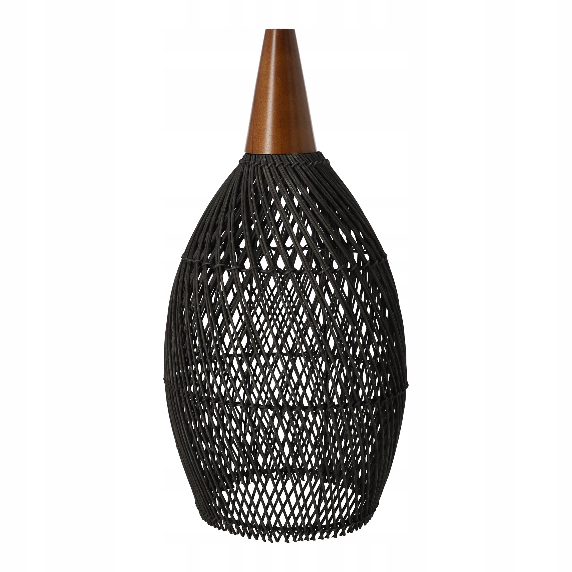 Rustikálna ratanová závesná lampa – 25 cm (čierna farba)