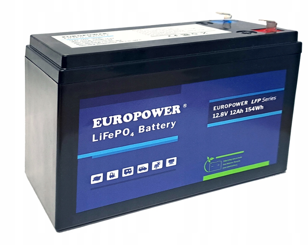 Akumulator Bateria Litowy LiFePO4 Europower Lfp 12-12,8 12.8V 12AH 154W Ups