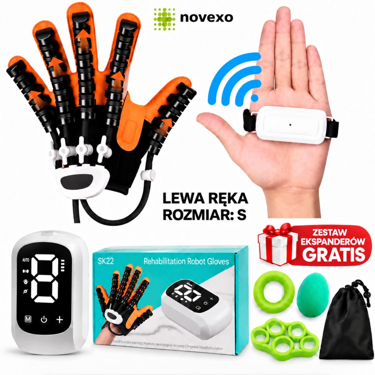 Rękawica Robotyczna Rehabilitacja Ręki/Dłoni po Udarze Lewa S Ekspandery