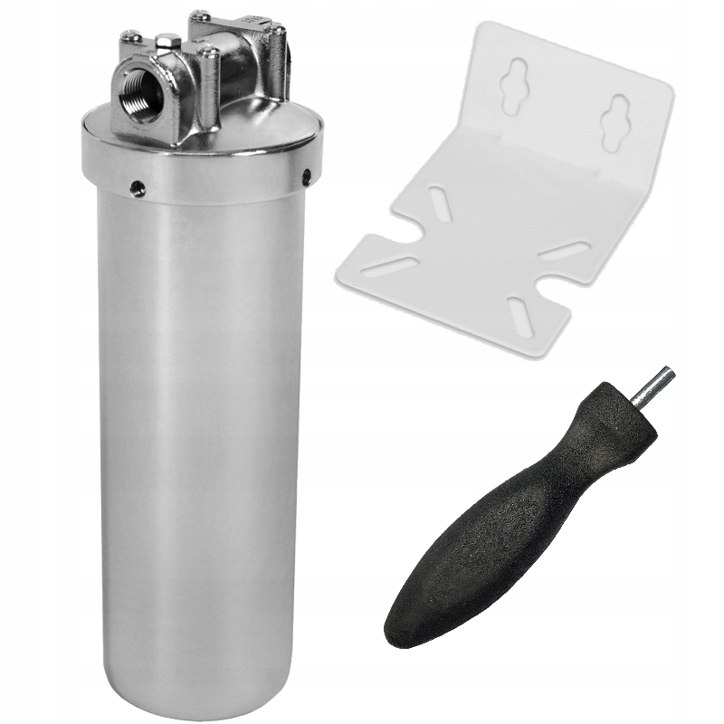 Zestaw korpus do gorącej wody stal 10"' przyłącze 3/4 klucz i uchwyt