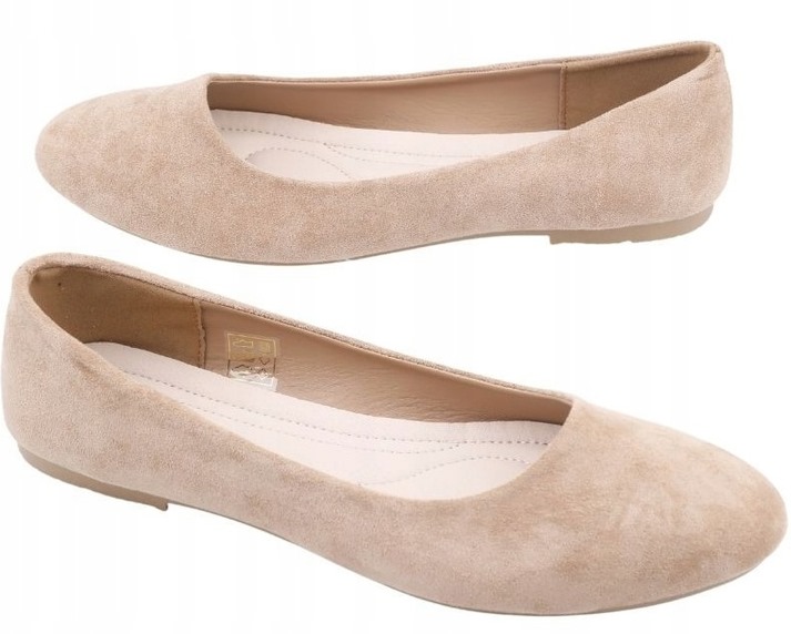 Nadwymiar Klasyk Zamszowe Balerinki Beżowe r42 Rozmiar 42