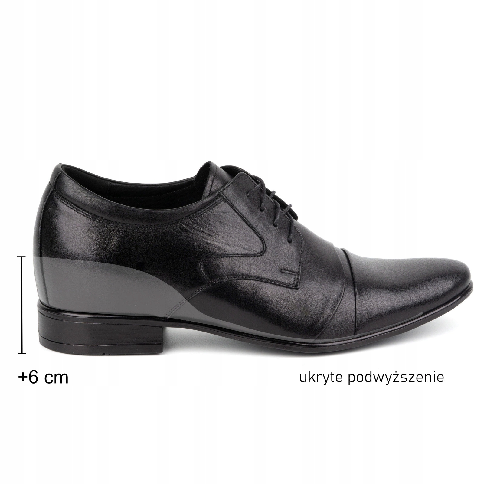 Pánské vysoké boty 6 cm kožené P12, šněrovací, černé, velikost 39