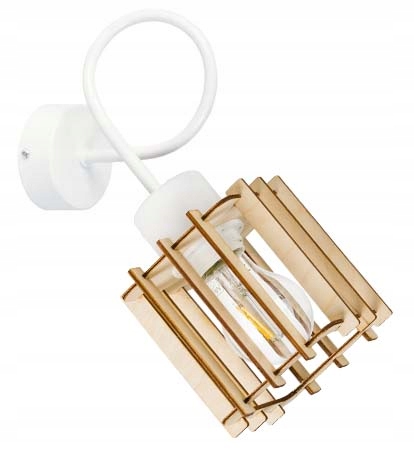 

Lampa Kinkiet E27 ścienny stały loft drewno Kostka