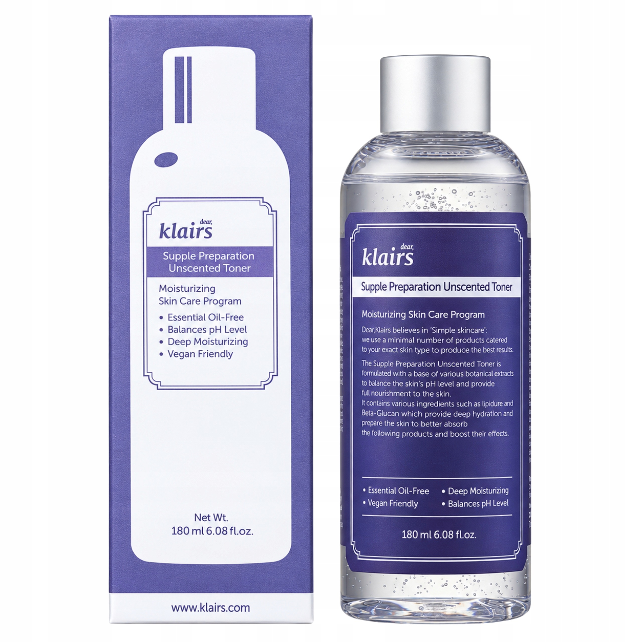 Hydratační pleťový toner Dear Klairs Supple Preparation Unscented 180 ml