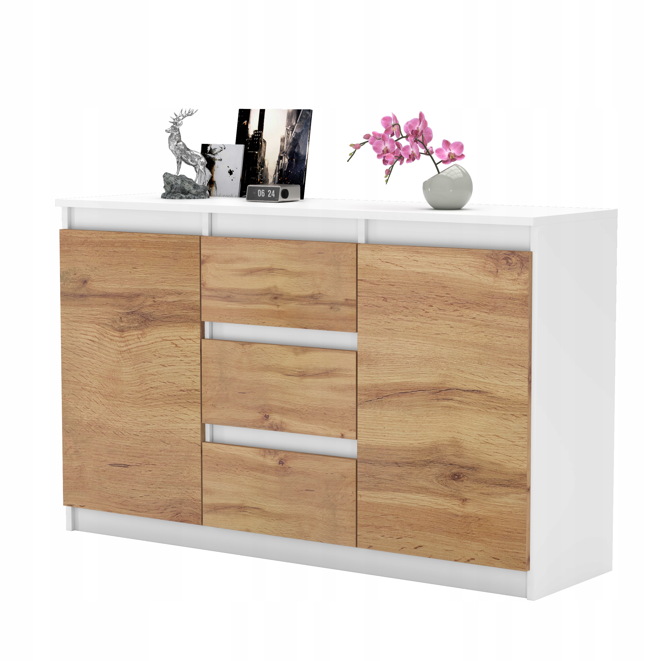 Komoda AGA 120CM ANTRACYT/DĄB WOTAN Pojemna Szafka 3 Szuflady MIX KOLORÓW Kolor mebla antracyt