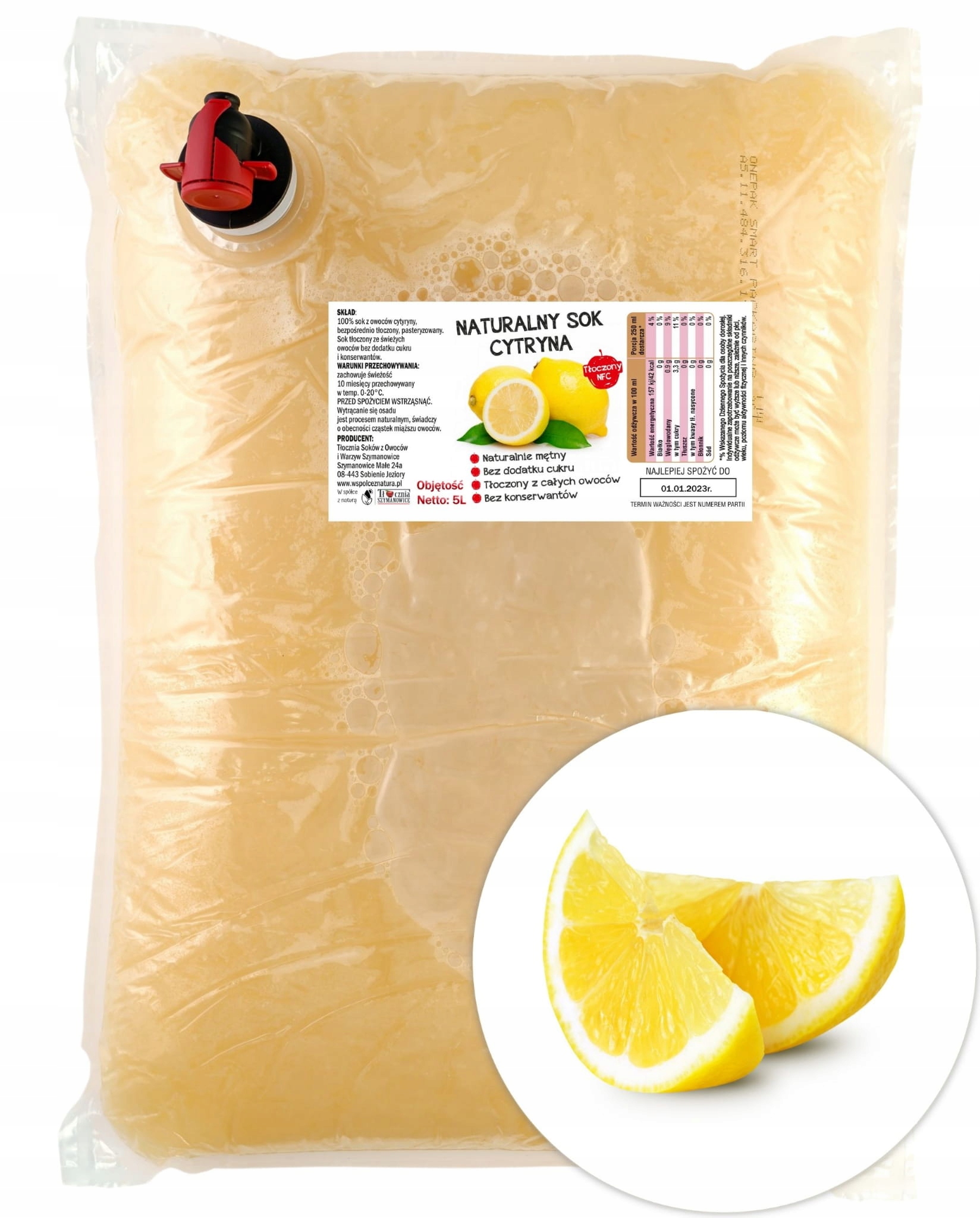 

Sok z cytryn 100% cytrynowy tłoczony naturalny 5L