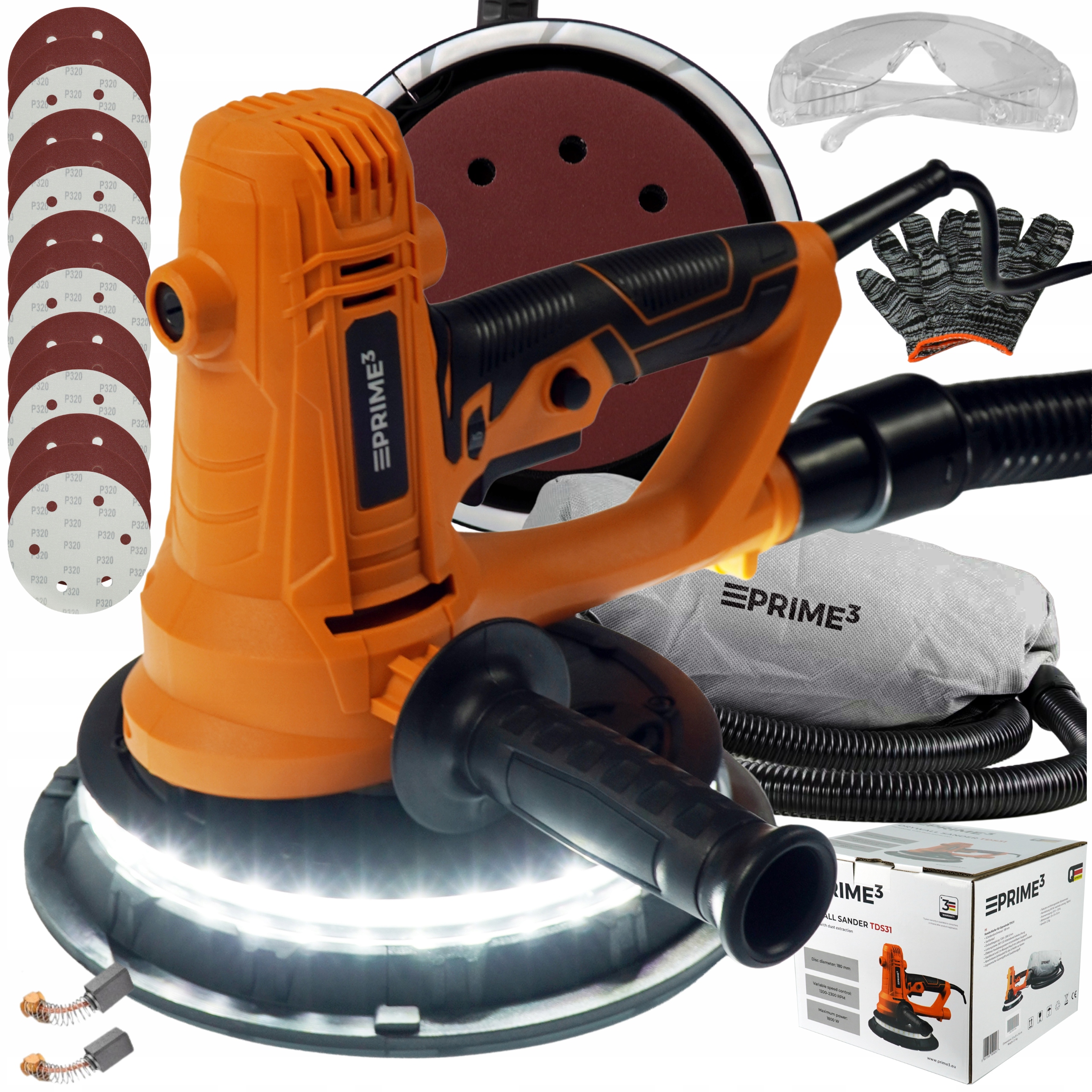 Szlifierka Gips Tynk Gładź Papiery 180mm Led 1800W 2300 obr PRIME3 TDS31