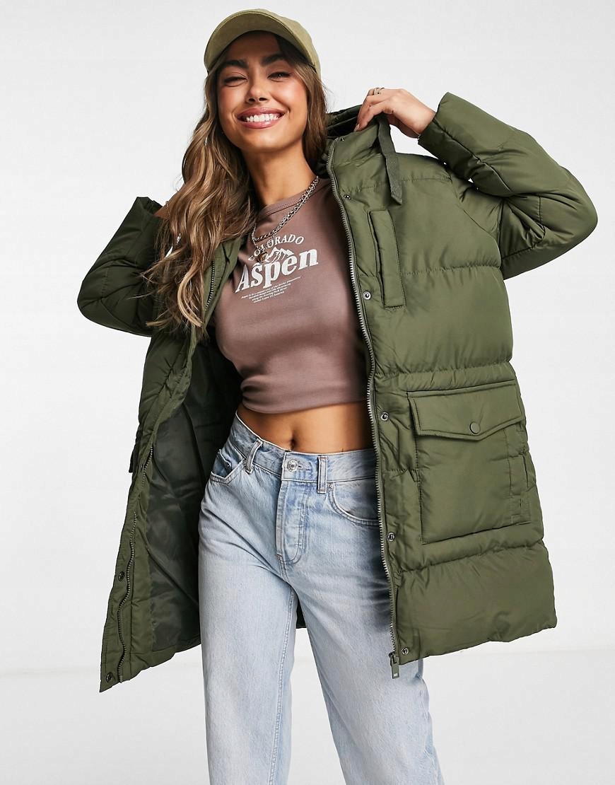 F2A002 ZIELONA KHAKI KURTKA PIKOWANA Z KAPTUREM BRAVE SOUL S