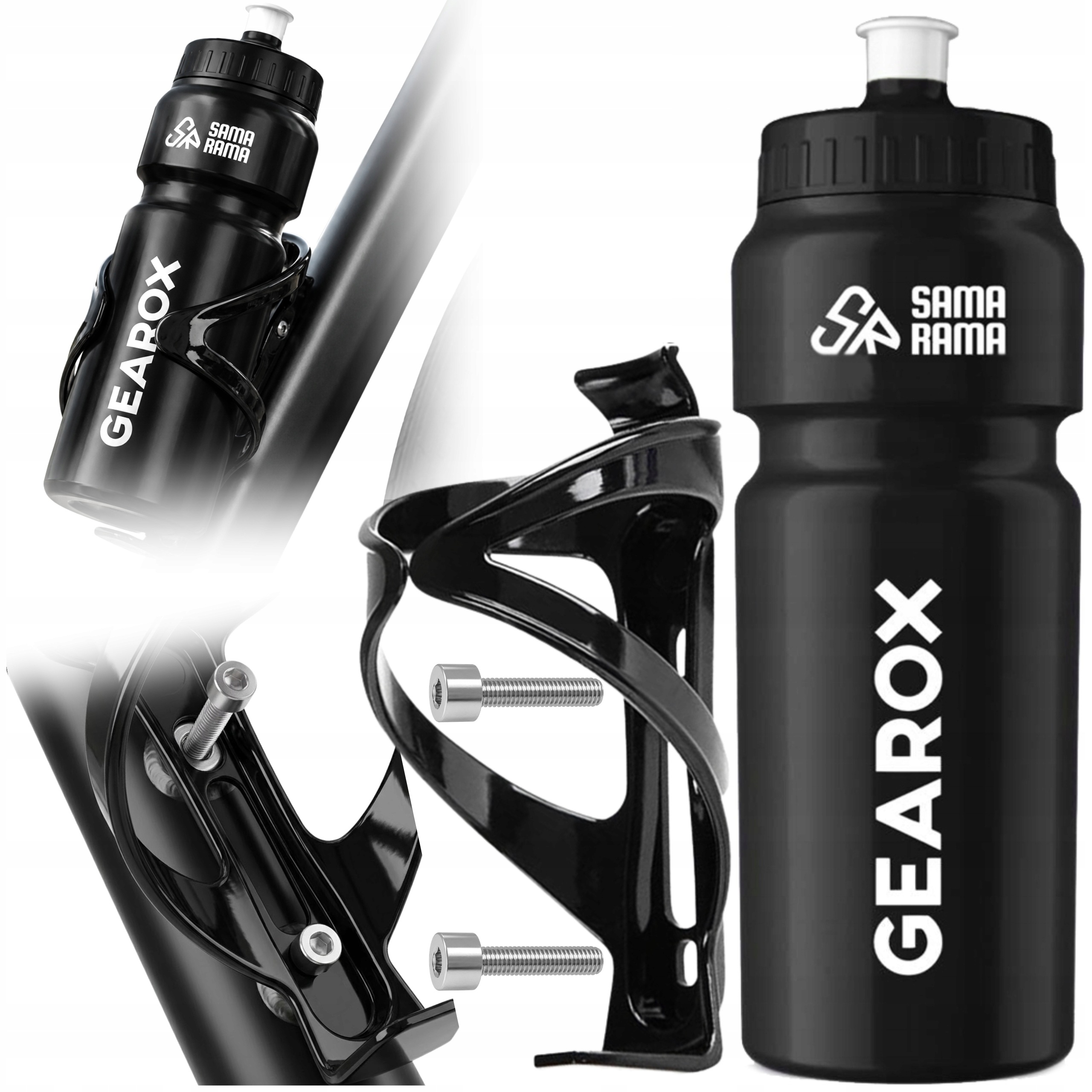 Zestaw Bidon Na Rower 750 ML Uchwyt Koszyk Rowerowy Do Bidonu Śruby