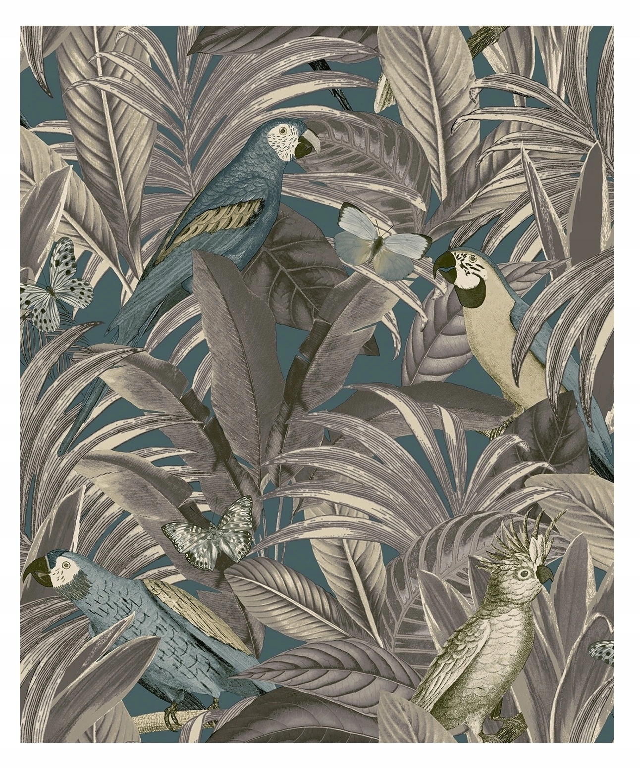 

Tapeta na ścianę Liście dżungla Motyle papugi Fliz