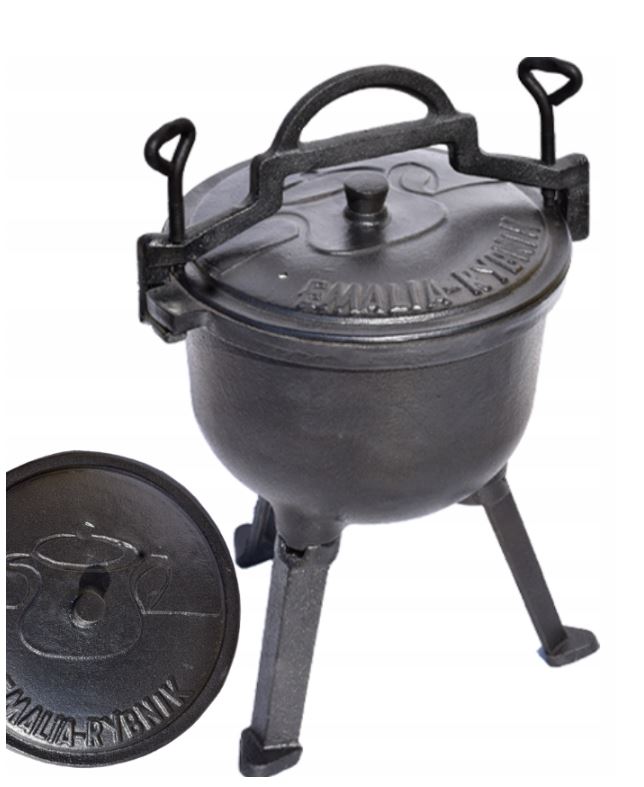 KOCIOŁEK ŻELIWNY GRILL MYŚLIWSKI GARNEK NA OGNISKO Producent Emalia Rybnik
