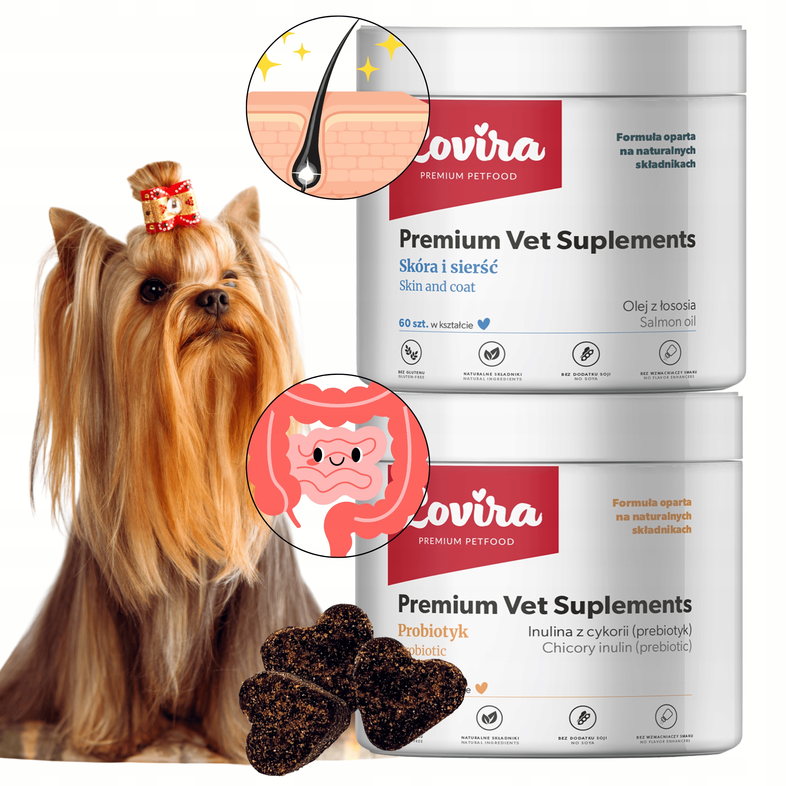 Levně Sada 120 ks Doplňků Pro Střeva Probiotik Na Kůži A Srst Pro Psa