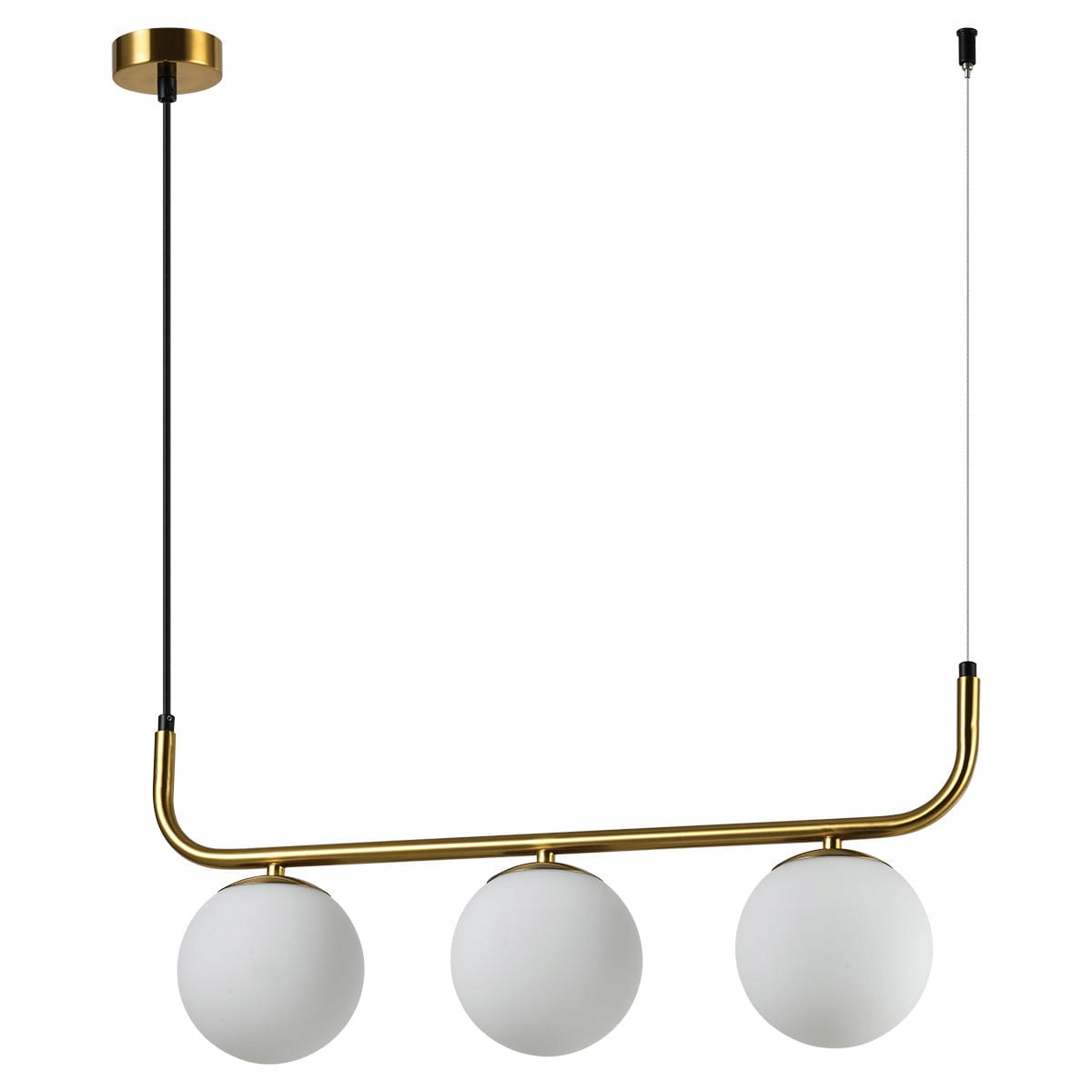 Závesná trojitá lampa Alisa, snehové gule na zlatej priečke do kancelárie